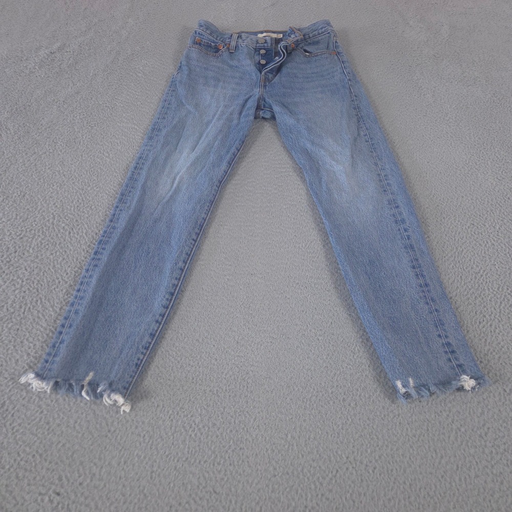 Levi's Jeans Womens 26 Blue Wedgie Straight Leg 100% Cotton Button Fly‎ Raw Hem